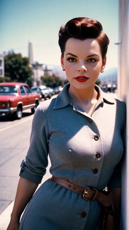 photo and gross. judy garland, 22 years old, medium breast, perfect body, pin-up wife, casual dress,san fransisco 1970, perspect...