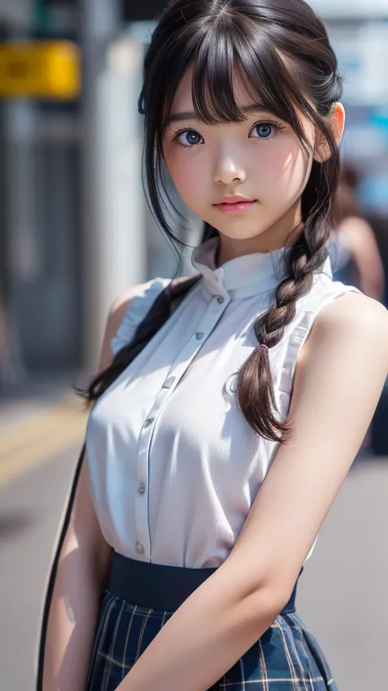 8k、cute、adult girl、detailed、braid your hair in an intricate way、looking into the camera、((sfw: 1.4)),((detailedな顔, professional ...