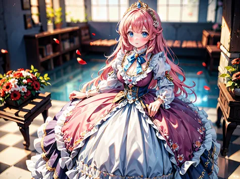 anime moe art style, (masterpiece, ultra detailed, top quality), (((young face solo princess))), (dress topaz dress), (((ultra g...