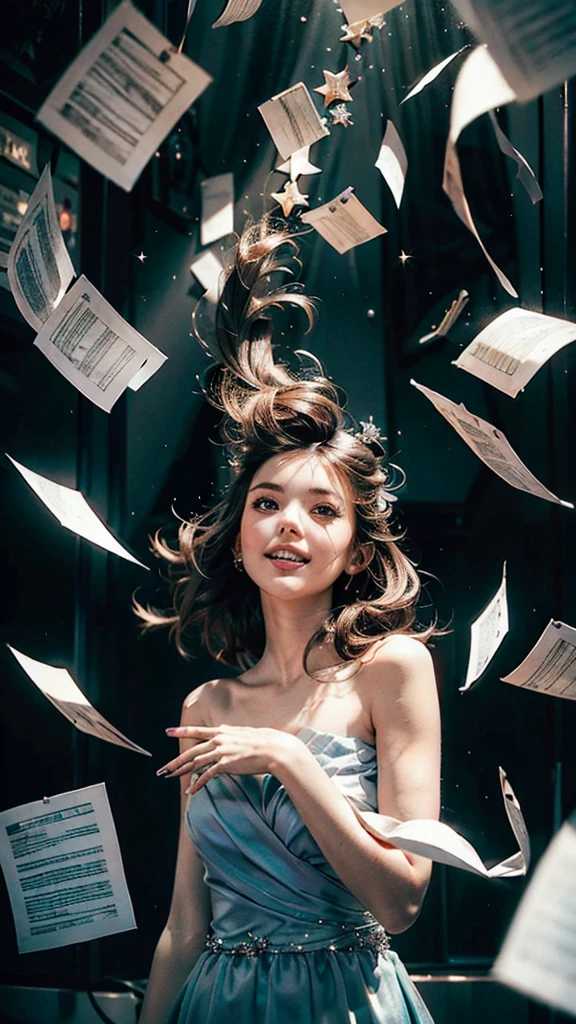 masterpiece,best quality,aesthetic,detailed face,subsurface scattering,looking up,
wrenchsfantasy,fantasy,1girl,photo of a cute girl,light smile,charming,20yo,ringlets hair.Hair flaps,Copper hair,glowing,cloud,colorful || starry,stars,paperexplosion,surrounded by papers,papers flying in the air,papers flying from,
space_style,style-swirlmagic,style-sylvamagic,rainbow-candy,
heavenly, celestial, delicate, elegant, stunning, magical atmosphere, illuminated, divine illumination, detailed, cinematic, extremely, focused, beautiful, intricate, amazing composition, aesthetic, sharp focus, perfect, brilliant