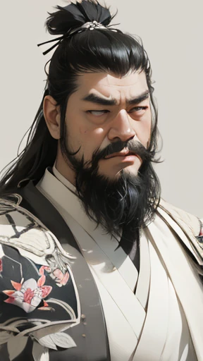 Monochrome,Oriental、(Ancient Chinese man in armor)、(ancient chinese hairstyle male)、As seen in the Romance of the Three Kingdoms々military commander、Highest quality、masterpiece、Ultra-high resolution、(Realistic:1.4)、Game Poster、Crisp and beautiful image quality、Long beard、Embroidered cloth wrapped around a topknot、whole body ,((Skin of color, ),(long heavy black beard):1.2), ( (Very detailed, bloom:1.5), (Highest quality, Concept Art, 4K), (analog:1.2), (high sharpness), (Detailed pupil:1.1), (Painting:1.1), (digital Painting:1.1), Detailed face and eyes, masterpiece, Highest quality, (Very detailed写真:1.1), 8K, photoRealistic, (Black Hair, Dynamic Short Hair), (PurerosFace_v1:0.2), [:(Detailed face:1.2):0.2], sharp, Realistic, Realistic Shadow, 