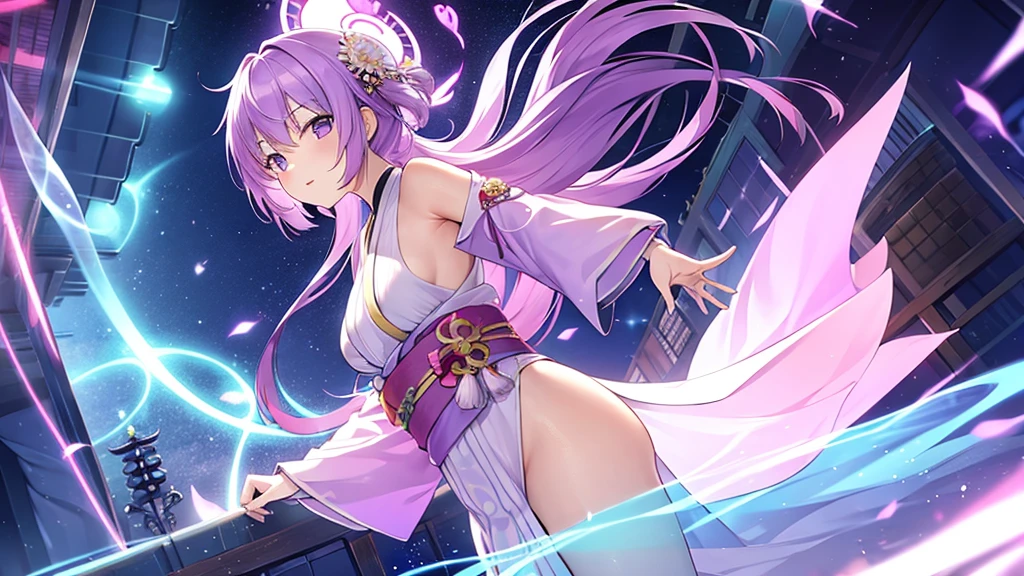 woman　clear　Light purple hair　　kimono　　Anime Style　　treasure
