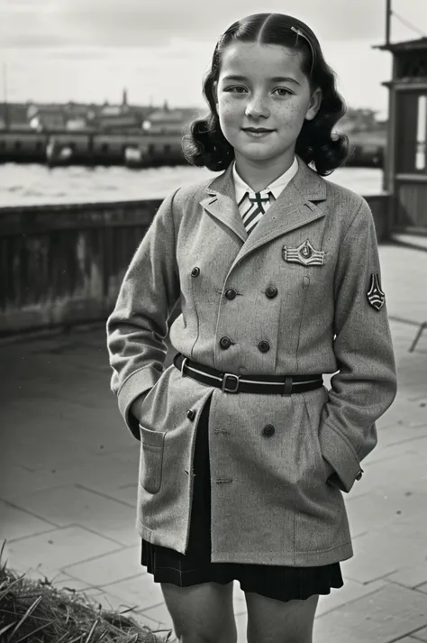 saint-malo, 1940. a little ((((12-year-old)) marie-laure leblanc)), freckles, with a radio transmitter, ((((clothings from the 1...