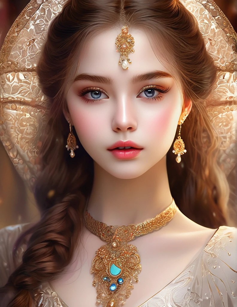 a beautiful girl, extremely detailed face and eyes, long eyelashes, beautiful detailed lips, 1girl, portrait, fantasy, digital painting, ethereal, soft lighting, warm colors, cinematic, highly detailed, intricate, ornate, elegant, delicate, serene, dreamlike, breathtaking, stunning, exquisite, masterpiece