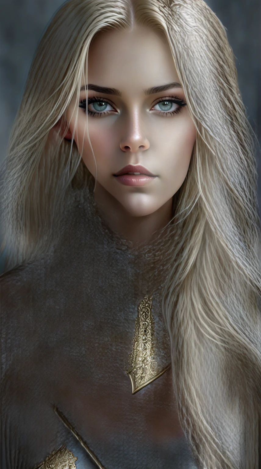 eine Frau mit langen blonden Haaren, die ein Lederoutfit trägt, fantasie konzeptkunst porträt, Fantastische Charakterkunst, episches Fantasy-Art-Porträt, Porträt Herr Frau, detailliertes mattes Fantasy-Porträt, schöne Charaktermalerei, schöne Paladin-Frau, Exquisite und epische Charakterkunst., detaillierte Fantasy-Kunst, hyperrealistische Fantasy-Kunst, Fantasie-Porträtkunst, einer schönen Ritterin, Fantasie Paladin Frau