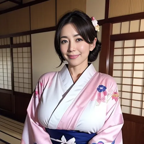The most beautiful moms in Japan(Huge)、Wear a kimono that is open at the front、Traditional Japanese room、Huge breasts that are t...