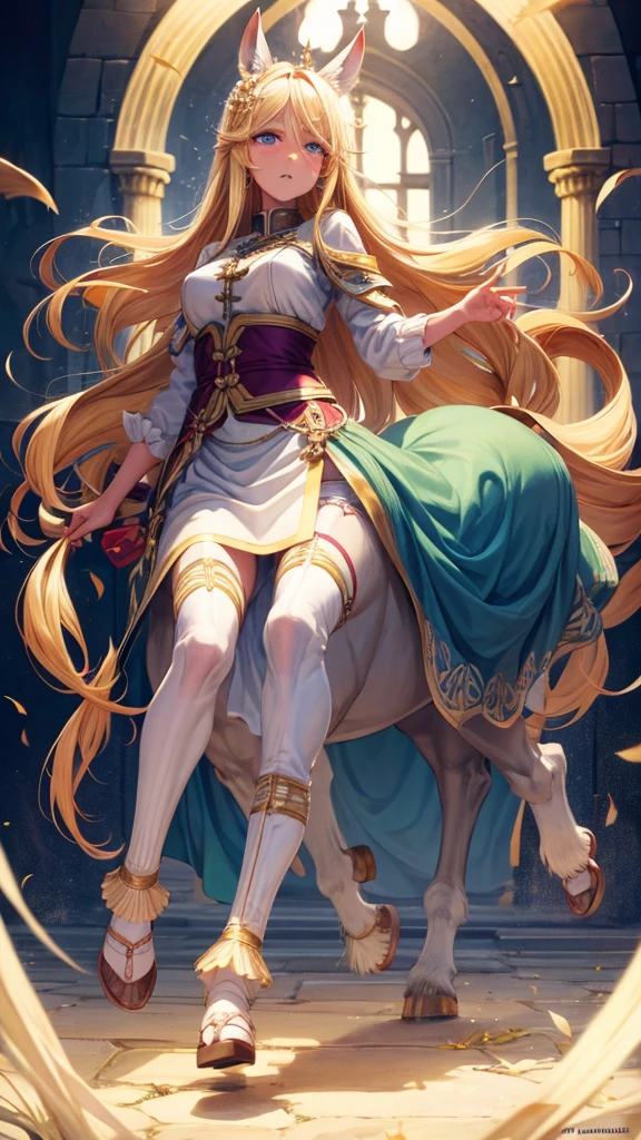 1 girl. Ketaur. Cold. Allergy. Hay fever. Runny nose. Nasal mucus. Snot. Sneeze. Full height. Full body. Blonde. Long hair. Blue eyes. Snotty nose. Snot from nose. Slave. Slave collar. Extremely detailed CG Unity 8k wallpaper. Ideal lighting. Ultra high resolution 4K. Super detailed 8K resolution.