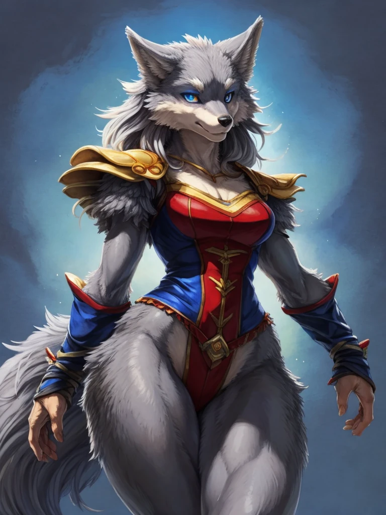 (masterpiece), (best quality),Woman ((anthro)) , (wolf girl),1girl,solo,(sharp focus),((look at viewer))EdobWerewolf,,mature female, (rogue outfit), perfect eyes,eyeshadow, dr comet,pochincoff,Pixelsketcher, (mayosplash), (wamudrawasterpiece),cutesexyrobutts, hioshiru,kingbang,shiny skin, fluffy hips, (detailed gray fur:1.3),old school fantasy art,((simple background:1.0))