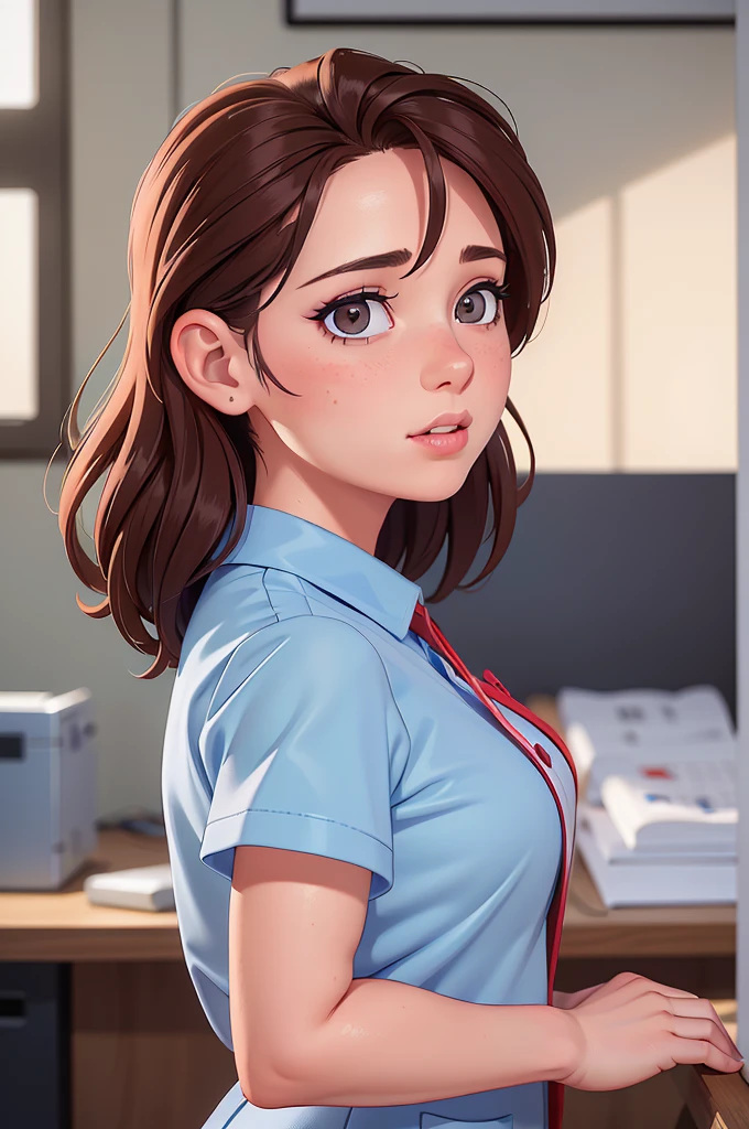 (a woman:1.1) A girl in a nurse uniform (from behind) (Best Quality,4k,8k,high resolution,Masterpiece:1.2), (realist,photorealist,photo-realist:1.37), ultra detailed, (professional:1.1) que incluande (a beautiful face) with (Extremely detailed eyes) and (beautiful detailed lips). the girl is seen (From a first person perspective:1.1), focusing on the (nurse&#39;s ass) in a (sexand:0.9) form. The nurse wears a (appropriate white uniform) with a (stethoscope) around your neck. The scene is (brightly lit) with (soft natural lighting) highlighting the girl and the nurse. The work of art must have a (realist) standle and vibrant colors to create a (natural) Atmosphere.