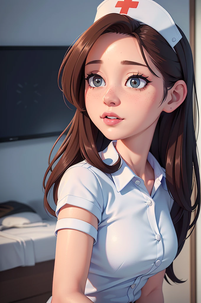 phothorealistic image of (a woman:1.1) A girl in a nurse uniform (from behind) (Best Quality,4k,8k,high resolution,Masterpiece:1.2), (realist,photorealist,photo-realist:1.37), ultra detailed, (professional:1.1) que incluande (a beautiful face) with (Extremely detailed eyes) and (beautiful detailed lips). the girl is seen (From a third person perspective:1.1), focusing on the (nurse&#39;s ass) in a (sexand:0.9) form. The nurse wears a (sexual white uniform) with a (stethoscope) around your neck. The scene is (brightly lit) with (soft natural lighting) highlighting the girl and the nurse. The work of art must have a (realist) standle and vibrant colors to create a (natural) Atmosphere.