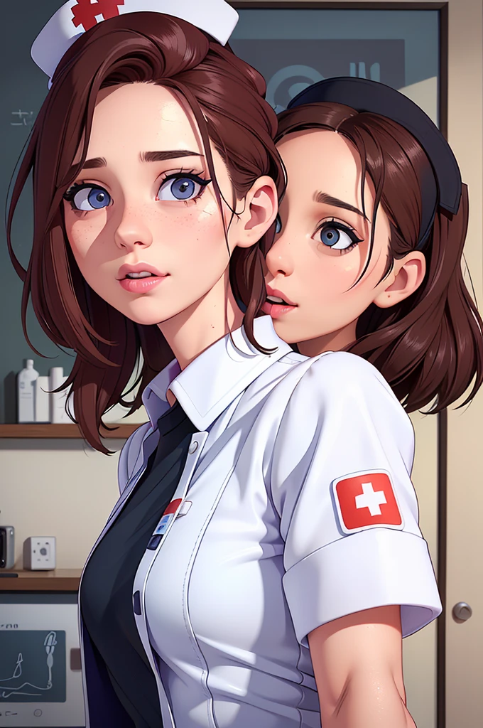 phothorealistic image of (a woman:1.1) A girl in a nurse uniform (from behind) (Best Quality,4k,8k,high resolution,Masterpiece:1.2), (realist,photorealist,photo-realist:1.37), ultra detailed, (professional:1.1) que incluande (a beautiful face) with (Extremely detailed eyes) and (beautiful detailed lips). the girl is seen (From a third person perspective:1.1), focusing on the (((nurse&#39;s ass))) in a (sexand:0.9) form. The nurse wears a (((wet sexual white uniform))) with a (stethoscope) around your neck. The scene is (brightly lit) with (soft natural lighting) highlighting the girl and the nurse. The work of art must have a (realist) standle and vibrant colors to create a (natural) Atmosphere.(((vulgar:1.1)))