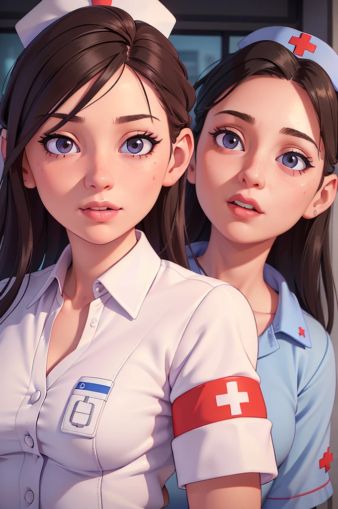 phothorealistic image of (a woman:1.1) A girl in a nurse uniform (from behind) (Best Quality,4k,8k,high resolution,Masterpiece:1.2), (realist,photorealist,photo-realist:1.37), ultra detailed, (professional:1.1) que incluande (a beautiful face) with (Extremely detailed eyes) and (beautiful detailed lips). the girl is seen (From a third person perspective:1.1), focusing on the (((nurse&#39;s ass))) in a (sexand:0.9) form. The nurse wears a (((wet sexual white uniform))) with a (stethoscope) around your neck. The scene is (brightly lit) with (soft natural lighting) highlighting the girl and the nurse. The work of art must have a (realist) standle and vibrant colors to create a (natural) Atmosphere.(((vulgar:1.1))), big cleavage