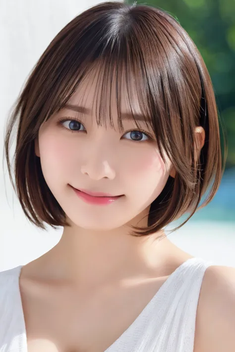 8k highest image quality)、（beautiful）、accurate eyes、fine skin、22-year-old female、stylish、brown eyes、brown hair、looking at the ca...