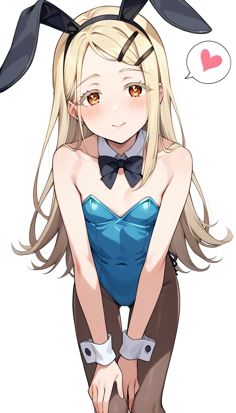 16k,score_9, score_8_up, score_7_up, source_anime, rating_safe,super detailed , 1girl, hiro-default,shinosawa hiro,slender,orange eyes,white eyelashes,blonde hair,long hair,hairclip,bunny girl costume , (heart eyes),(heart in eyes),spoken heart,very cute,blush,dutch angle,flat chest, nipple,embarrassing,blush,beautiful face,beautiful eyes,details eyes,white background ,(cleavege),leaning forward