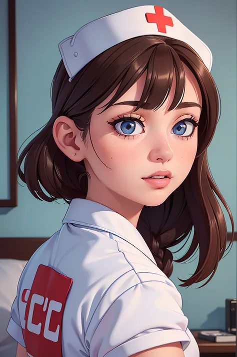 phothorealistic image of (a woman:1.1) a girl in a nurse uniform (from behind) (best quality,4k,8k,high resolution,masterpiece:1...