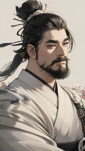 monochrome,oriental、men in ancient chinese costumes、(ancient chinese hairstyle male)、as seen in the romance of the three kingdom...