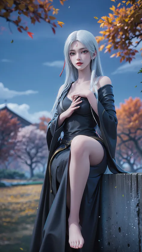 araffe lady in black dress sitting on ledge over pond, seductive tifa lockhart portrait, tifa, beautiful and charming anime woma...