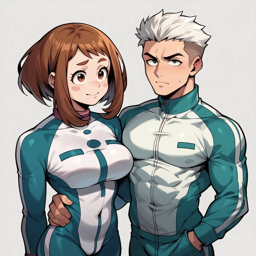 Two heads, Conjoined, uraraka ochako, tracksuit