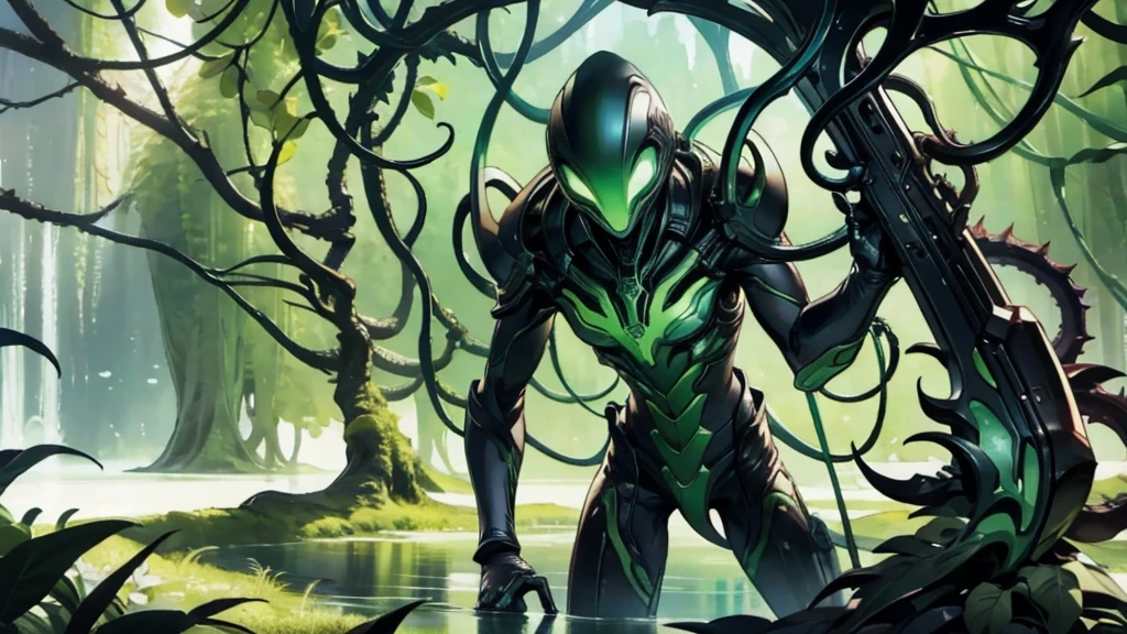 man,Tall figure,muscle,Bioengineered human-tree hybrid,look at viewer,Tangled branches for hair,bark surface,tree face,bark face,สวมใส่ชุดBlack suit,ชุดBlack suit,Black suit,leaves spring from the body,Standing in the desolate ruins,There is moss and vines.,ultra realistic,high resolution,depth of field,about beauty,Product introduction images,wear a suit,Tall figure,Big one