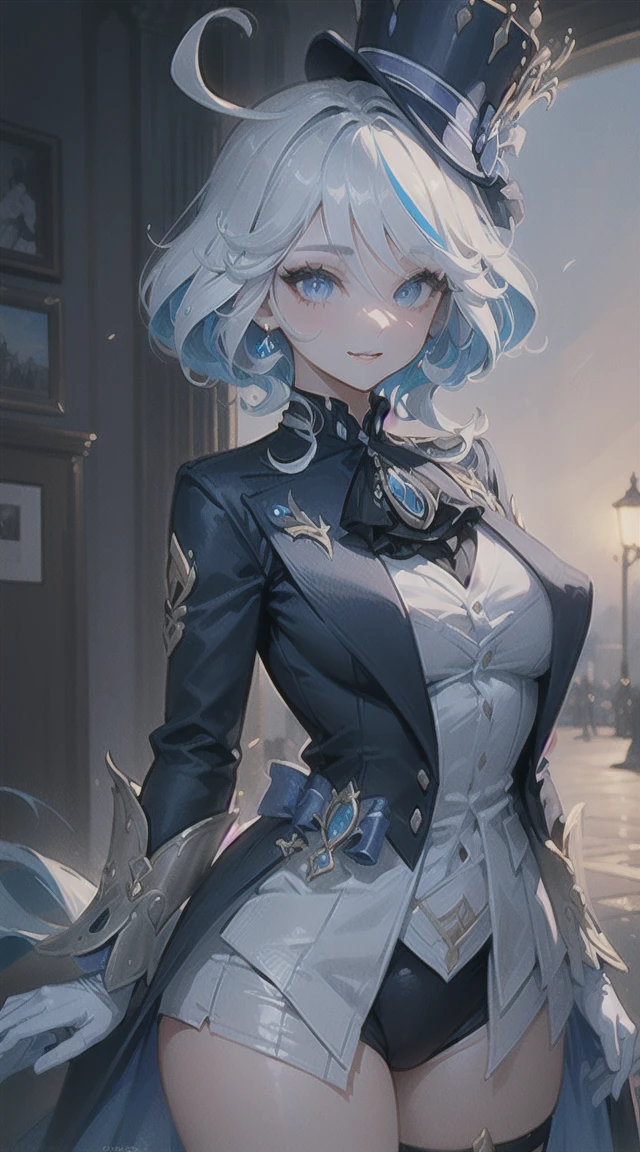 ((masterpiece)),(Best quality),((ultra detailed)), ((beautiful detailed sky)), ((Cinematic lighting)), depth of field,detailed lighting,((beautiful detailed eyes)), red lip, (whole body), standing, smile,eyeshadow,big breasts, split,((sexual)), ((furinadef))