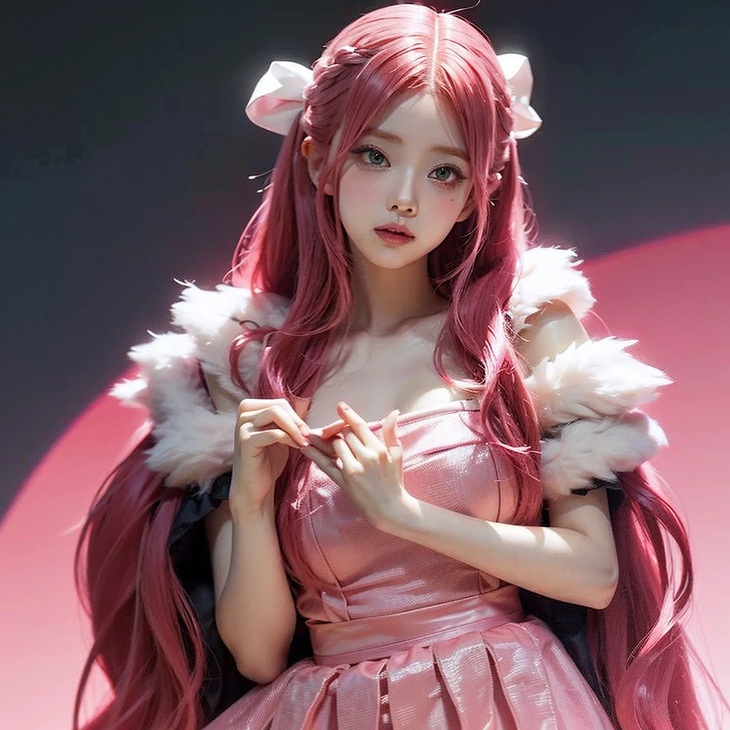 araffe girl with pink hair belle delphine, red wig, anime girl cosplay -  SeaArt AI