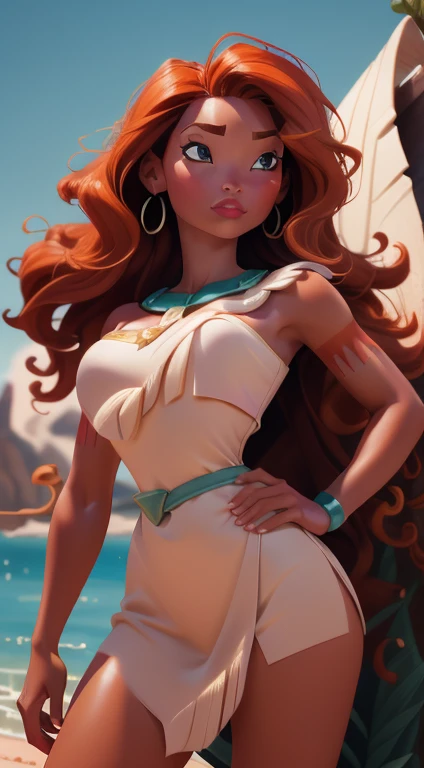 Fusion Pocahontas-Merida, Merge models, Les vêtements de Pocahontas, fusion, 1fille, beau, personnage, Femme, femelle, plage, (centerpiece:1.2), (best quality:1.2), (seul:1.2), ((pose de combat)), ((champ de bataille)), Cinematic, yeux parfaits, peau parfaite, perfect lighting, sourir, light, cor, textured skin, Detail, Beauty, merveille, ultra-Detaillé, Visage parfait African American woman.