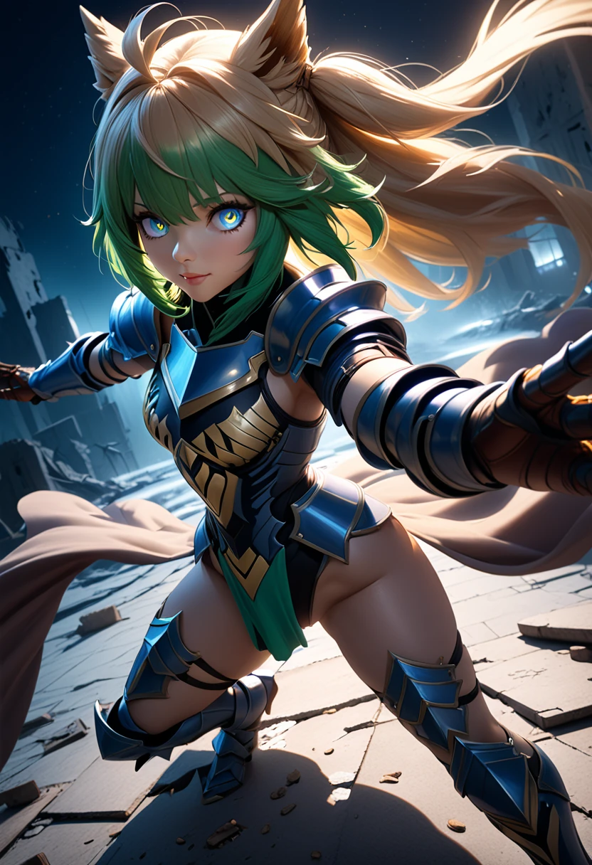 (masterpiece, top quality, best quality, beautiful and aesthetic:1.2), full body, SFW, extremely detailed, detailed eyes, detailed hands, cinematic light, depth of field, 1girl, seducing smile, solo, official, (full armored knight:1.4), Atalanta Fate, slim body, cinematic lighting, dramatic lighting, dramatic atmosphere, hyper-realistic, high resolution, stunning contrast, high quality, best quality, 8k, 4k, intricately detailed, (amazing details:1.2), highly detailed skin, powerful presence, vibrant colors, (detailed eyes:1.2), striking eyes, (detailed background), (warzone on background, night, ruins), (dynamic angle:1.2), (dynamic pose:1.2)