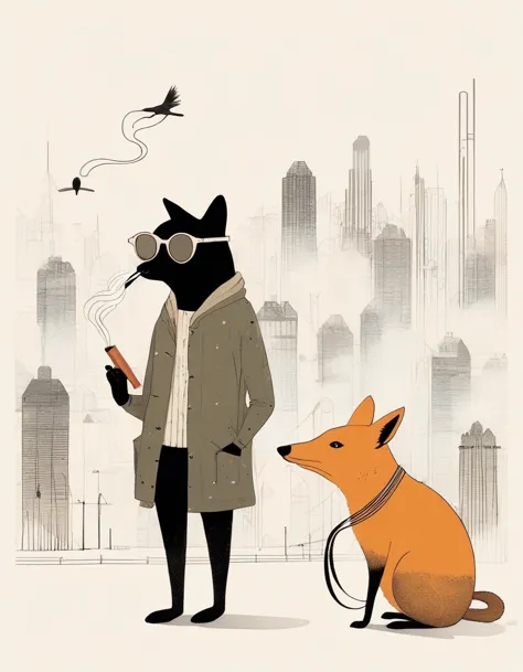 animal-like , sweet,very cute,art by sophie roach , art by jon klassen , art by michael cho , art by sophie roach、sunglasses,cam...