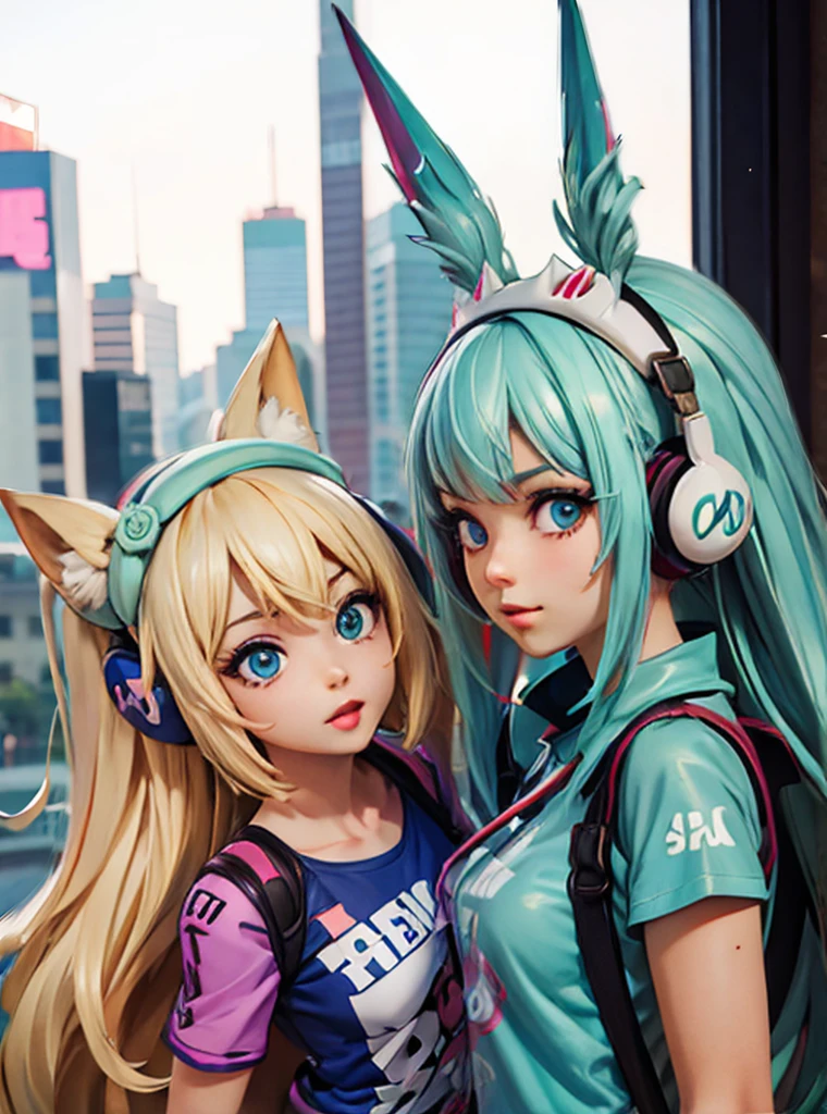 anime, two girls with headphones and a t - shirt that says stay, kantai collection style, anime girls, anime style 4 k, pixiv 3dcg, ig studios anime style, artgerm 4 k, anime artstyle, high quality anime artstyle, artgerm and atey ghailan, ahegao, range murata and artgerm