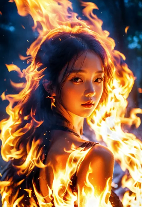 Flame/flame/blaze, (1 girl) Just refine the details of the image