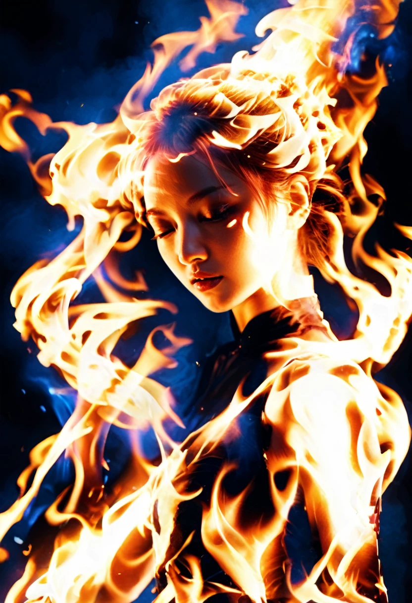 Flame/flame/blaze, (1 girl), Just refine the details of the dancers image