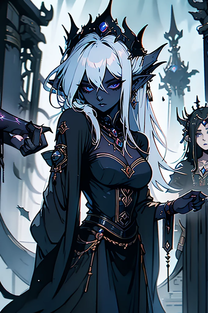 These dark elve once lived under the sun, she was exiled underground, where her skin turned black like heir soul. The cruel drow live in large caste-dominated cities. No wonder the drow have become such good warriors and wizards.