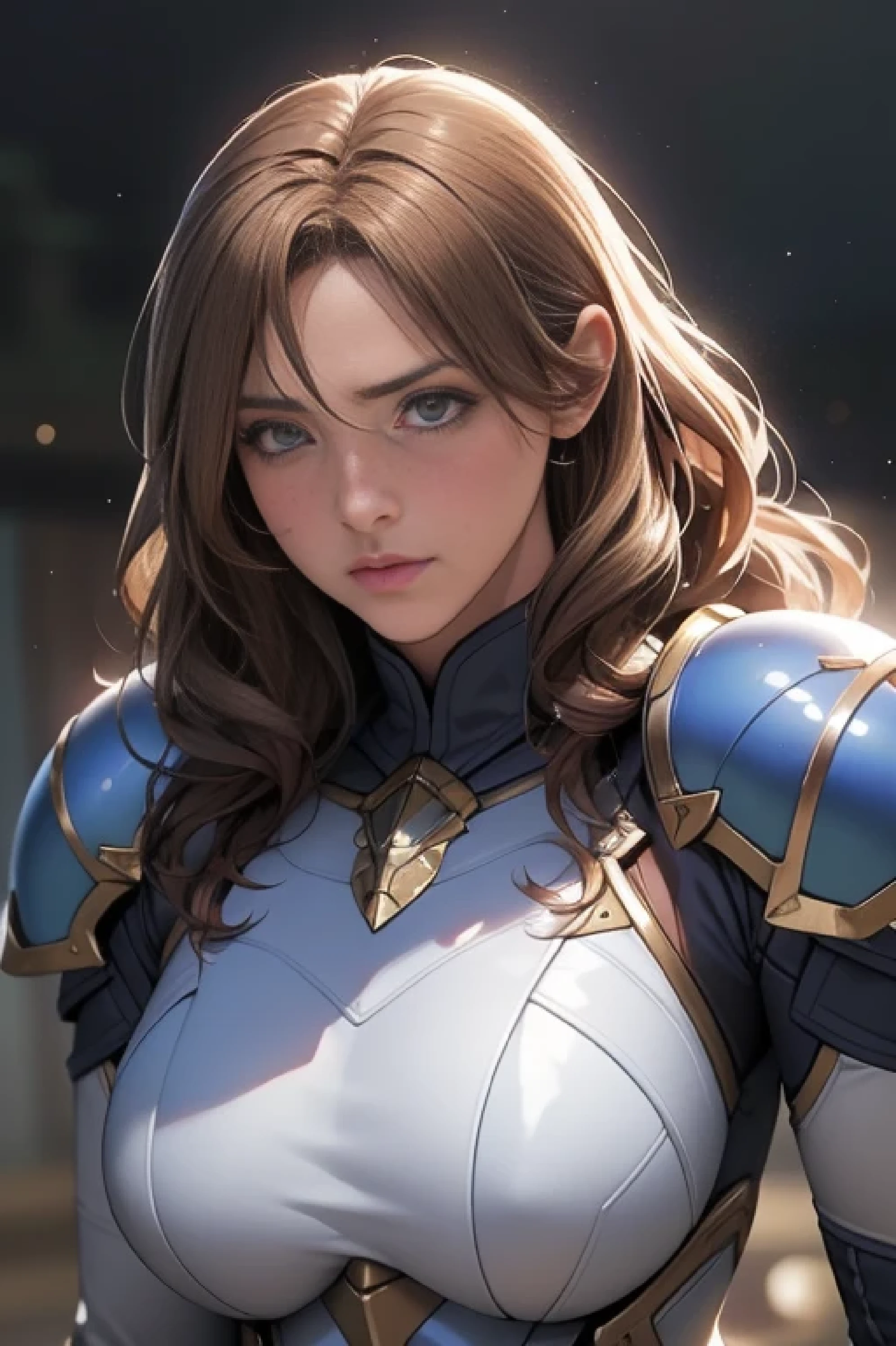 Female Paladin, whole body:1.9, Beautiful Face, Brown Hair, wavy hair:1.3, , , Blue and white pink Muv-Luv`s style armors, Large two-handed mace, Soft lighting, Ultra-fine detail, photo Realistic, World of Warcraft, Highest quality,Very detailed,Realistic,(Female Paladin),(((Intense Battle)))),(Dramatic lighting),((((battlefield)))),(Sharp focus),(Paladin&#39;A look of determination),(Thick armor),(Wielding a weapon),(Forest Background),(Epic clash),(flying debris),(martial arts),(Body movements),(High resolution textures),(Emotionally-charged combat),(Powerful Hits),(Tense atmosphere),(Fierce confrontation),(Action-packed),(Vibrant colors),(Dynamic pose),(Fearless),(Heroic Battle),skinny, (Warrior battle cry),(intense energy),(Paladin&#39;Victory of),(Sweat and Blood),(rippling muscles),(Hand-to-hand combat),(Paladin Dexterity),((Battle scars)),(Paladin Battle Cry),(Paladin fighting stance),(Awe-inspiring),(Detailed facial features),(Female Paladin's determination),(((Epic battle scenes:1.3))