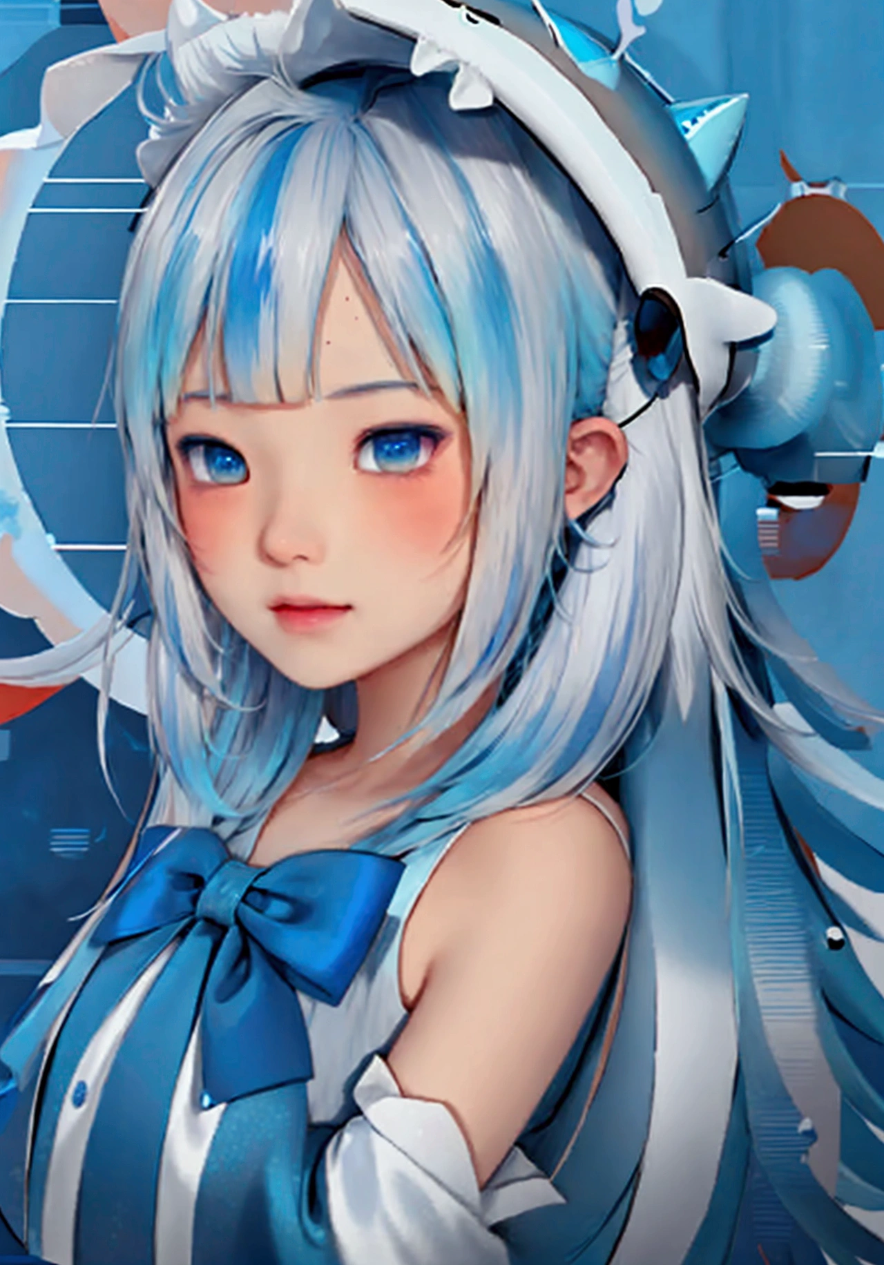 ultra-detailed, highly detailed, best quality, masterpiece, illustration, 
 a girl in a blue dress with white hair and blue eyes is standing in the, splash art anime , wallpaper anime blue water, anime monster girl, anime wallaper, cute anime girl, anime illustration, anime visual of a cute girl, ruan cute vtuber, anthropomorphic shark, anime artwork, cute anime, cute artwork, digital anime art, cute character, cute anime girl portraits, best anime 4k konachan wallpaper, anime character art, with blue skin, anime girl, cute anime style