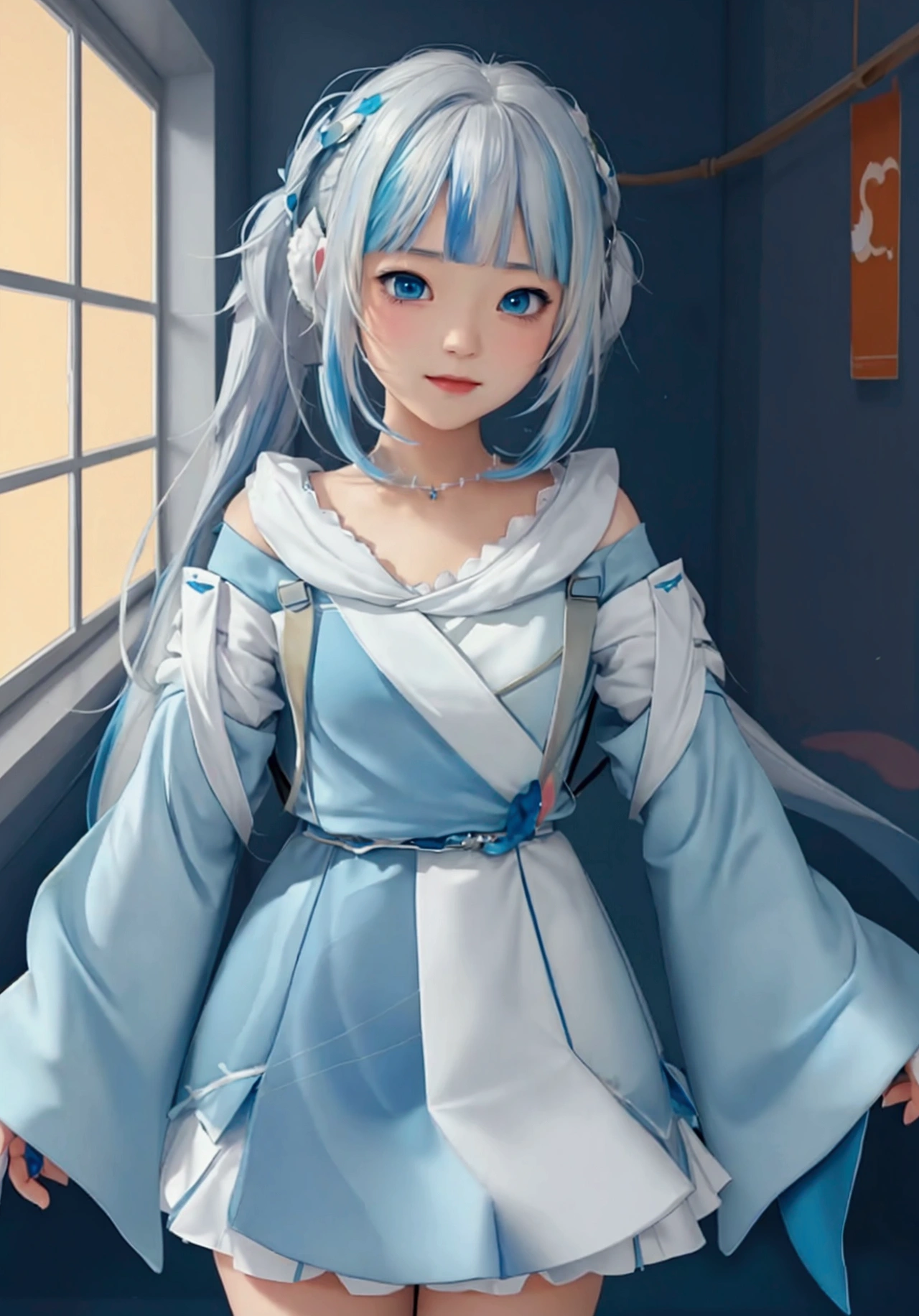 ultra-detailed, highly detailed, best quality, masterpiece, illustration, 
 a girl in a blue dress with white hair and blue eyes is standing in the, splash art anime , wallpaper anime blue water, anime monster girl, anime wallaper, cute anime girl, anime illustration, anime visual of a cute girl, ruan cute vtuber, anthropomorphic shark, anime artwork, cute anime, cute artwork, digital anime art, cute character, cute anime girl portraits, best anime 4k konachan wallpaper, anime character art, with blue skin, anime girl, cute anime style