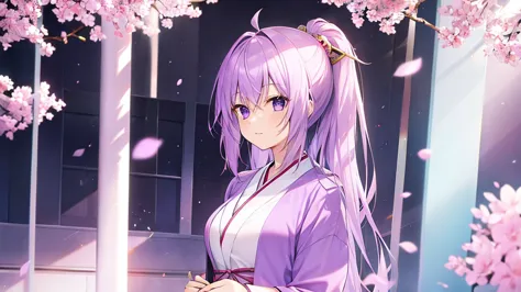 woman　clear　Light purple hair　　kimono　　Anime Style　　Academics
