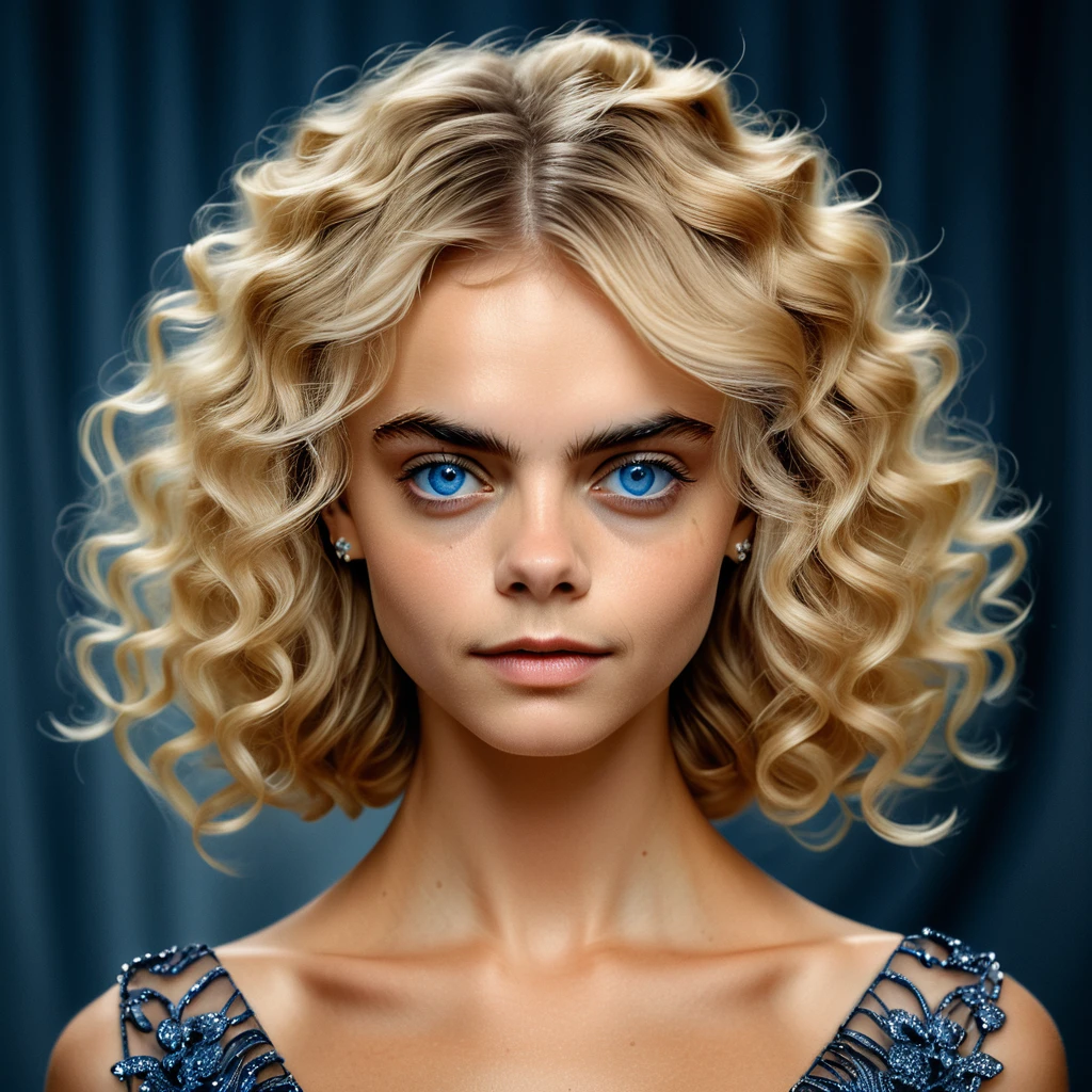 (chef-d&#39;œuvre, 8k, UHD, haute résolution: 1.4), Portrait époustouflant de Cara Delevingne, (Long, Cheveux blonds ondulés: 1.3), (yeux bleus perçants: 1.3), (une peau impeccable et radieuse: 1.2), (Robe élégante et stylée: 1.2), (pose confiante et gracieuse: 1.2), (bijoux délicats et sophistiqués: 1.1), (fond avec un éclairage doux et sophistiqué: 1.1), (Atmosphère glamour et sophistiquée: 1.3), Détails réalistes et complexes, (éléments de mode et de beauté: 1.2), (perspective captivante et attrayante: 1.3)