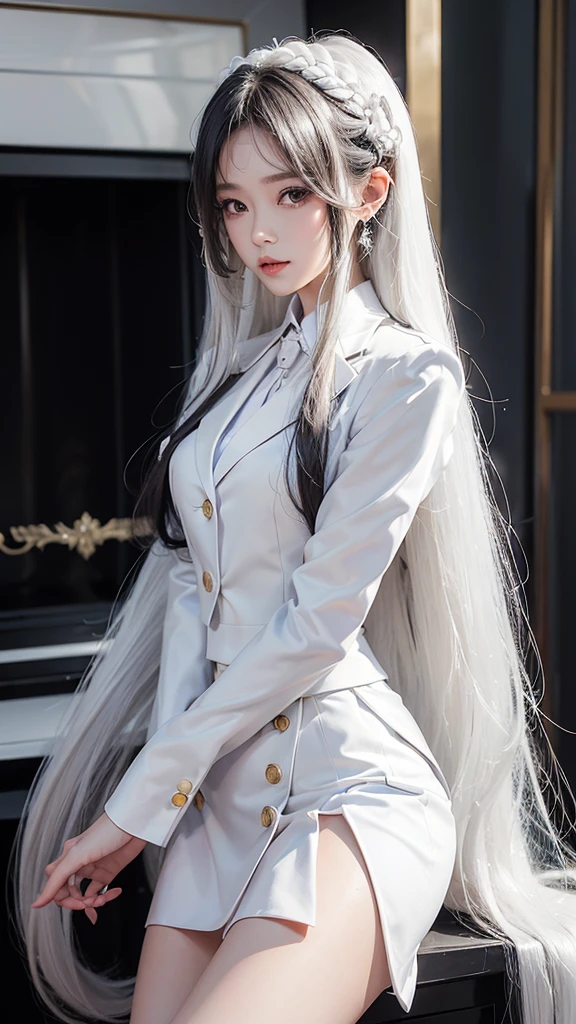 woman, กระโปรงสั้นwhite, คลุมเสื้อsuitwhite, skirt only, (สาวสวยTwo meter long hair, my hair is very long., extra long hair, long black hair), (suitสไตล์อิตาลี, suitสองปุ่ม), (Italian suit, white suit, Set of two buttons), (ใส่suitwoman, Business woman&#39;suit, white), (suitwomanwhite), (เสื้อเชิ้ตwhite), necktie, (necktieสั้นสีดำ, necktieสีดำ, necktieผอม, ถักnecktie), (military rank insignia), (Short pencil skirtwhite), (Dynamic posts), full body, (A gigantic rift), (big breasts, thin body, small waist, hips raised, small thighs, Long legs), high-heelsสีดำ, (Short pencil skirt, white), Wearing a suit for a business woman, (Wearing a white businessuit, suitนักธุรกิจหญิงwhite), (tight, military regalia, เสื้อwhite, กระโปรงwhite), (black shoes), (Two gold suit buttons, Two meter long hair, suitเข้ารูป, เสื้อsuitwhiteทรงธรรมดารัดรูป), (black shoes, high-heels), (stand, walk, elegant gesture, Dynamic posts), short dress, earring, garden, monument