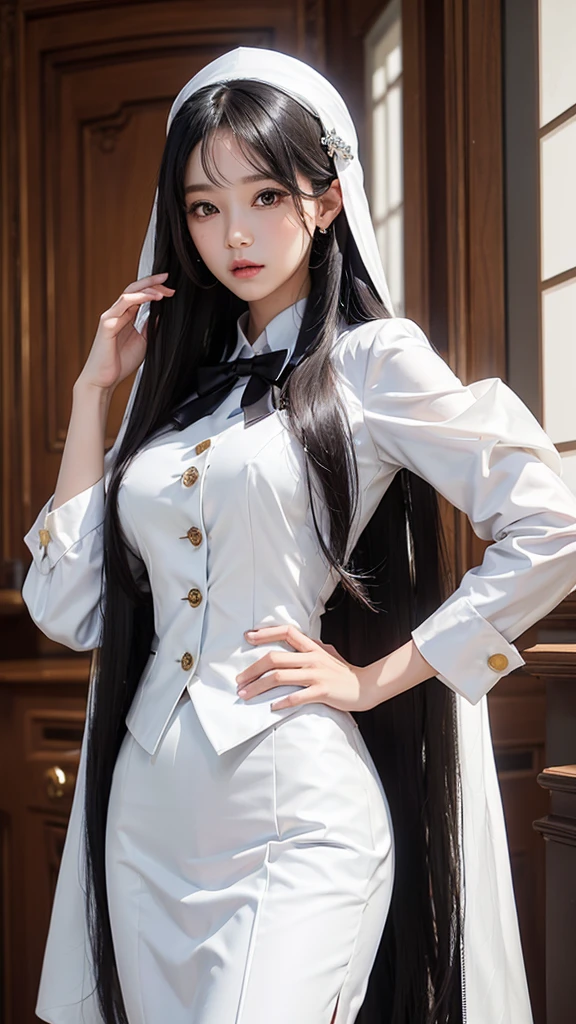 woman, กระโปรงสั้นwhite, คลุมเสื้อsuitwhite, skirt only, (สาวสวยTwo meter long hair, my hair is very long., extra long hair, long black hair), (suitสไตล์อิตาลี, suitสองปุ่ม), (Italian suit, white suit, Set of two buttons), (ใส่suitwoman, Business woman&#39;suit, white), (suitwomanwhite), (เสื้อเชิ้ตwhite), necktie, (necktieสั้นสีดำ, necktieสีดำ, necktieผอม, ถักnecktie), (military rank insignia), (Short pencil skirtwhite), (Dynamic posts), full body, (A gigantic rift), (big breasts, thin body, small waist, hips raised, small thighs, Long legs), high-heelsสีดำ, (Short pencil skirt, white), Wearing a suit for a business woman, (Wearing a white businessuit, suitนักธุรกิจหญิงwhite), (tight, military regalia, เสื้อwhite, กระโปรงwhite), (black shoes), (Two gold suit buttons, Two meter long hair, suitเข้ารูป, เสื้อsuitwhiteทรงธรรมดารัดรูป), (black shoes, high-heels), (stand, walk, elegant gesture, Dynamic posts), short dress, earring, garden, monument