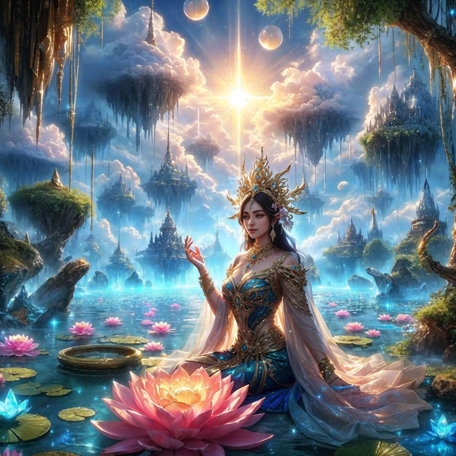 女性,純金飾品套裝, , 閃閃發光的, 美麗的 ,幻想 , 現實地 , 清除 , 4k