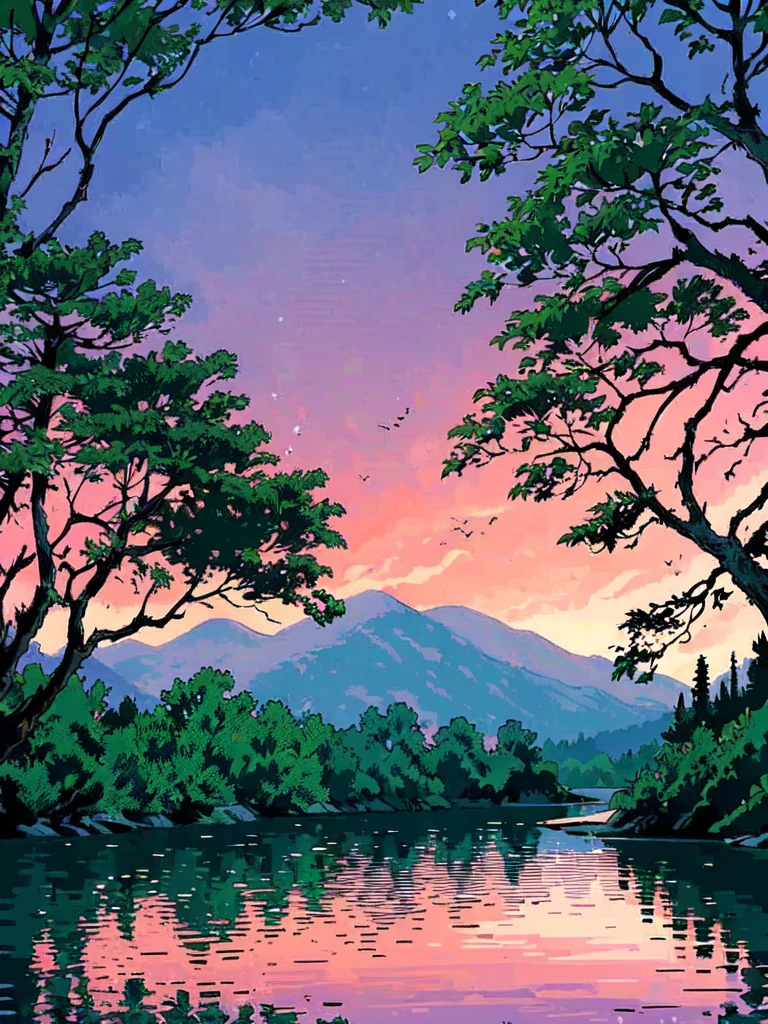 lago, no humanos, naturaleza, Al aire libre, montaña, cielo, agua, reflexión, árbol, rocas, amanecer, neblina, bosque, calm agua, Colores vibrantes 