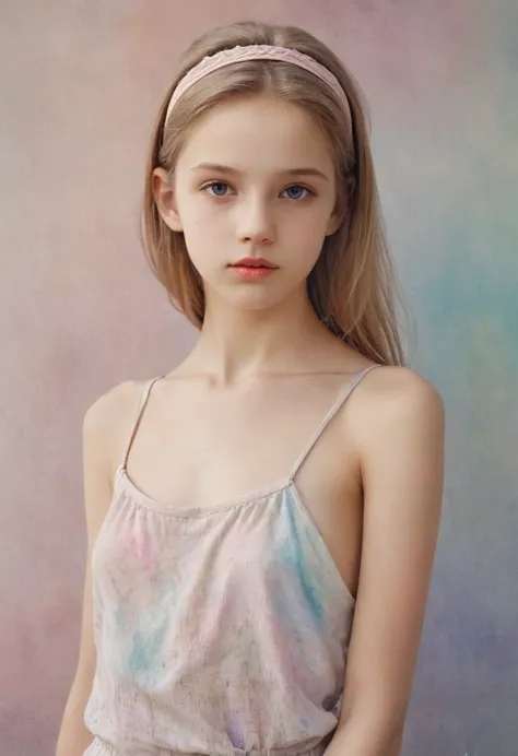 (кинематографическое фfromо:1.3) from (фfromо до бедер:1.3),(skinny:1.3) beautiful 12 year old girl, (complex light brown hair),...