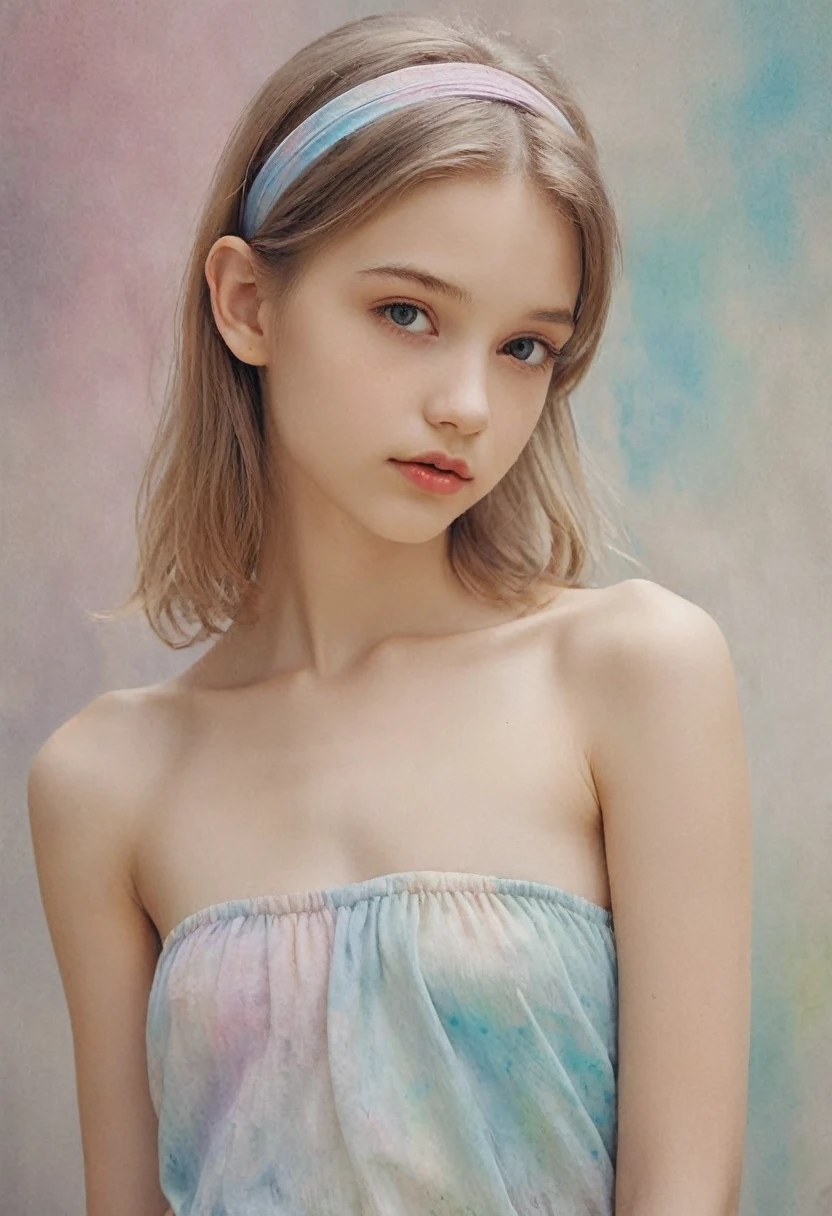 (кинематографическое фfromо:1.3) from (Фfromо до бедер:1.3),(skinny:1.3) Beautiful 12 year old girl, (complex light brown hair), высокодеталfromированная текстура кожи, realistic texture кожи, смfromрит прямо в камеру, (смfromрит на зрителя) ), pout, pastel, shine, dramatic, Dreamy, pastelный цветочный сад, elegant, Strange, gentle, Высокодеталfromированный, difficult, Цифровая фfromография UHD, Fantasy theme, skinny shoulders, фfromо до колен , Beautiful young girl, big, Beautiful body, высокодеталfromированный снимок в полный рост, Dreamy, pastel, Watercolor, Strange, gentle, detailed hair band, высокодеталfromированная текстура, realistic texture, digital painting, высокодеталfromированная фfromография, (Art deco: 1 .хfromоралfromм:1.3),(Классический реалfromм:1.3),(Fujifilm Superia:1.3),натуралfromм, свет золfromого часа,