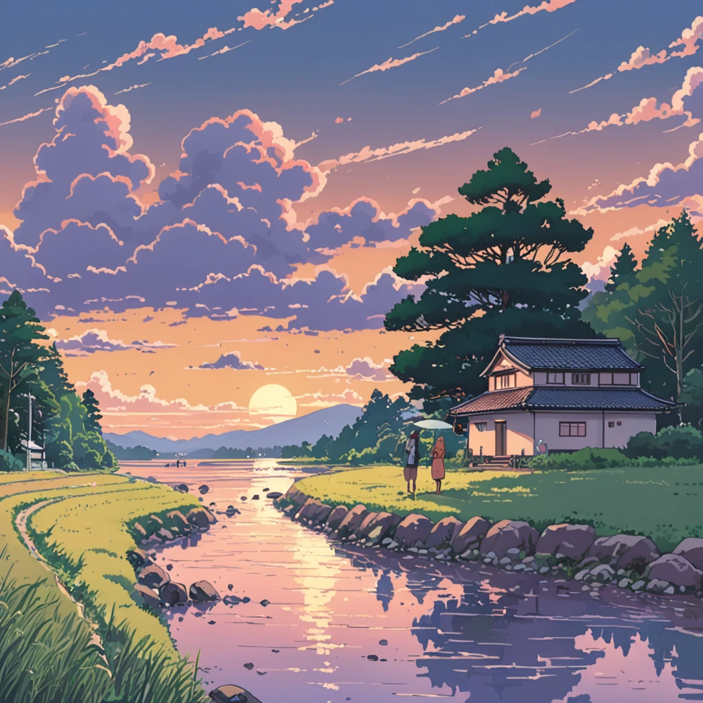 (((park by the river))), ((anime:1.4,illustration)),(masterpiece, top quality, best quality),(ultra-detailed, absolutely resolution),((16k, high res)). BREAK {lofi art, style of Laurie Greasley, style of Makoto Shinkai, anime aesthetic}