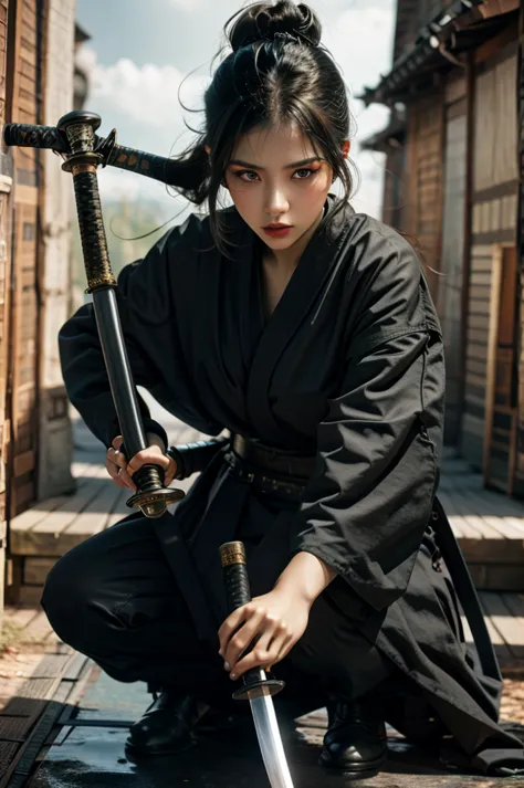 1girl,solo,holding weapon,katana,