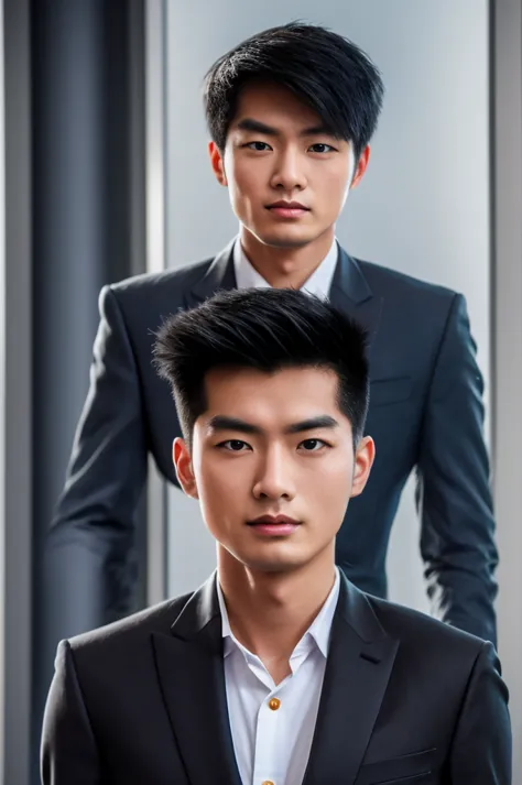 generate an ultra realistic image of a handsome 20-year-old chinese man, slim, slim, ectomomhe, asymmetrical face, new, ceo, pas...