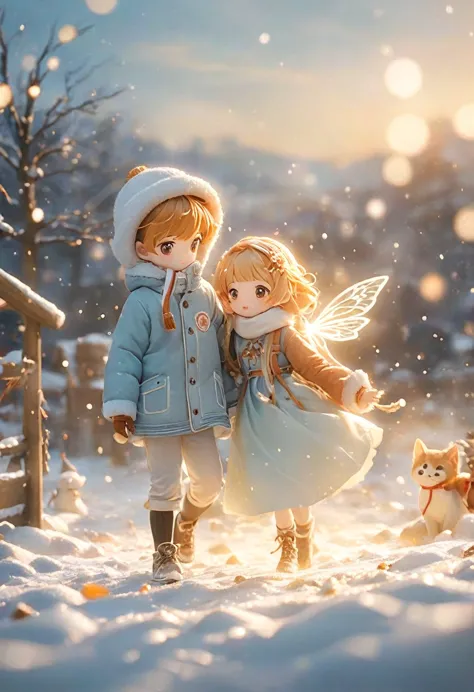 baseball player in the snow，snow，（（（romantic atmosphere）））（（（fairy tale elements）））（（（masterpiece）））， （（best quality））