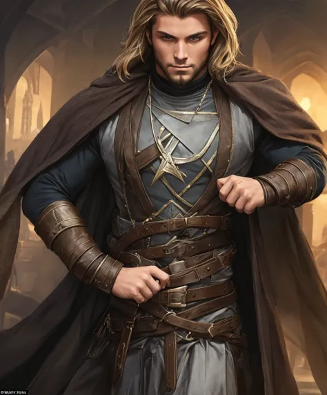 (((single character image.))) (((1boy))) (((dressed in medieval fantasy attire.)))  (((generate a darkly handsome male character...