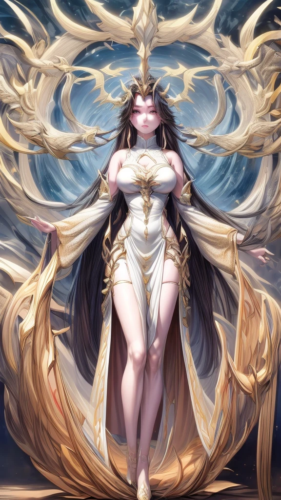 ((masterpiece, best quality)), Delicate face, Character Design Sheet，Whole body love, Rich in details, Multiple poses and expressions, Very detailed, depth, Many parts，beautiful girl，Light，发Light，Red and Gold，Phoenix decoration，gauze，Lace，Lace连裤袜，High heel