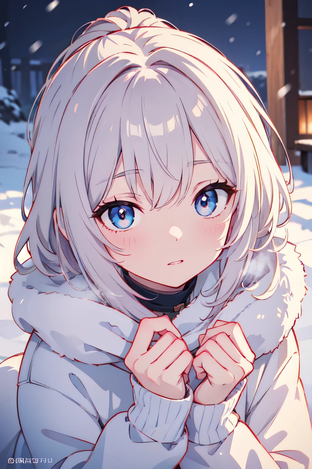 anime,masterpiece, accurate, textured skin, best quality, highres, super detail, 8k,A cozy moment in the snowy winter, high detailed eyes,focus eyes